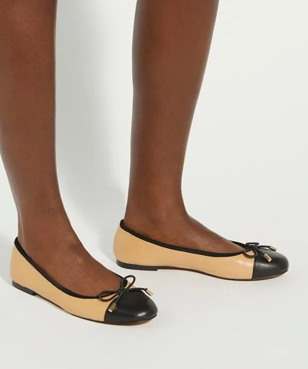 Dune London Flat Shoes Women Toe Cap Ballet Pump Brown