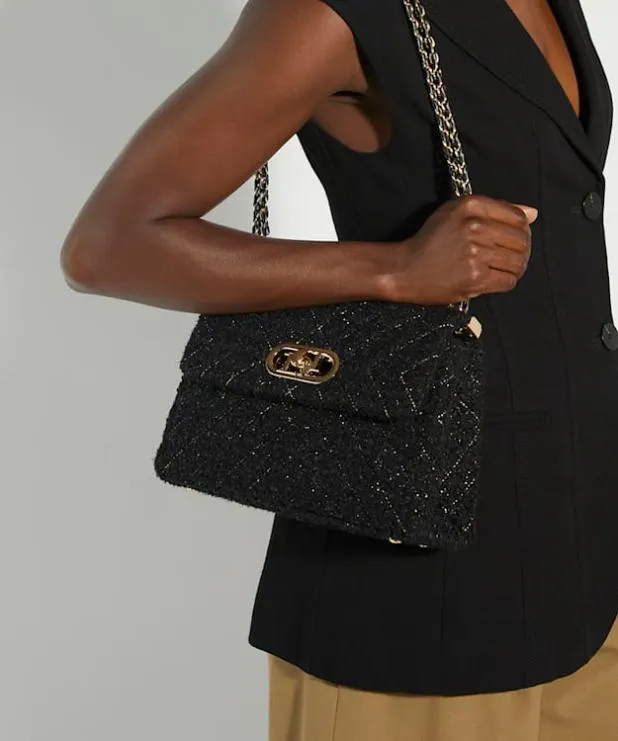 Dune London Handbags Women Chain Handle Shoulder Bag Black Fabric