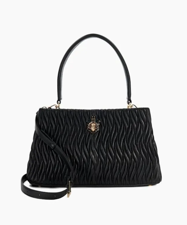 Dune London Handbags Women Leather Quilted Dune Bug Embellished Shoulder Bag Black Dune London Handbags Women Leather Quilted Dune Bug Embellished Shoulder Bag Black