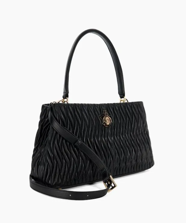 Dune London Handbags Women Leather Quilted Dune Bug Embellished Shoulder Bag Black