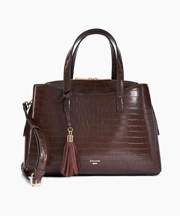 Dune London Handbags Women Reptile Effect Tote Brown