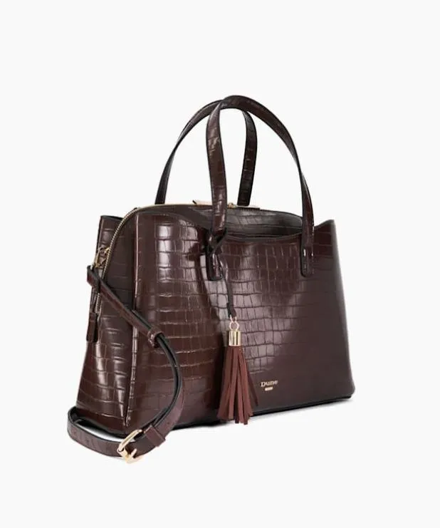 Dune London Handbags Women Reptile Effect Tote Brown