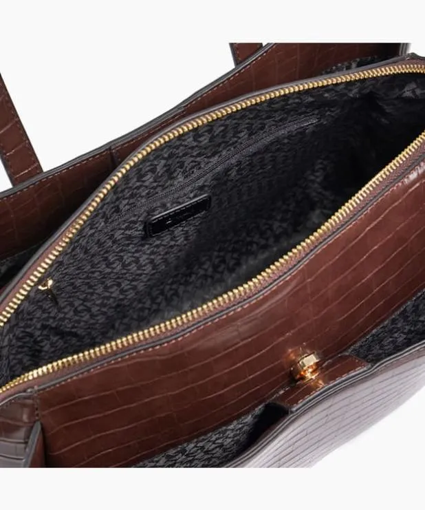 Dune London Handbags Women Reptile Effect Tote Brown
