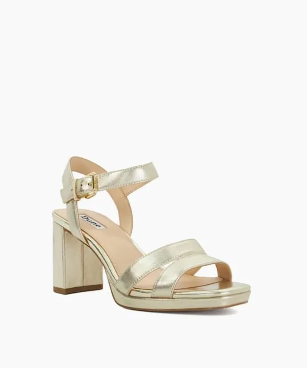 Dune London Heeled Sandals Women Block Heel Sandals Metallic Leather