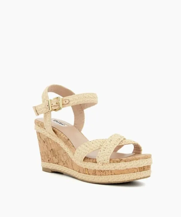 Dune London Heeled Sandals Women BraidedCrossStrap CorkWedge Sandals Neutral