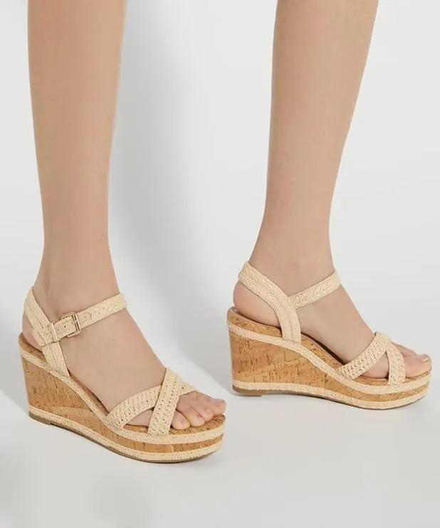Dune London Heeled Sandals Women BraidedCrossStrap CorkWedge Sandals Neutral