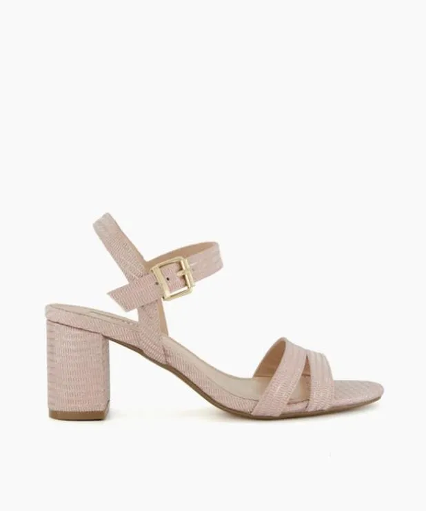Dune London Heeled Sandals Women WideFit MidBlockHeel Sandals Metallic