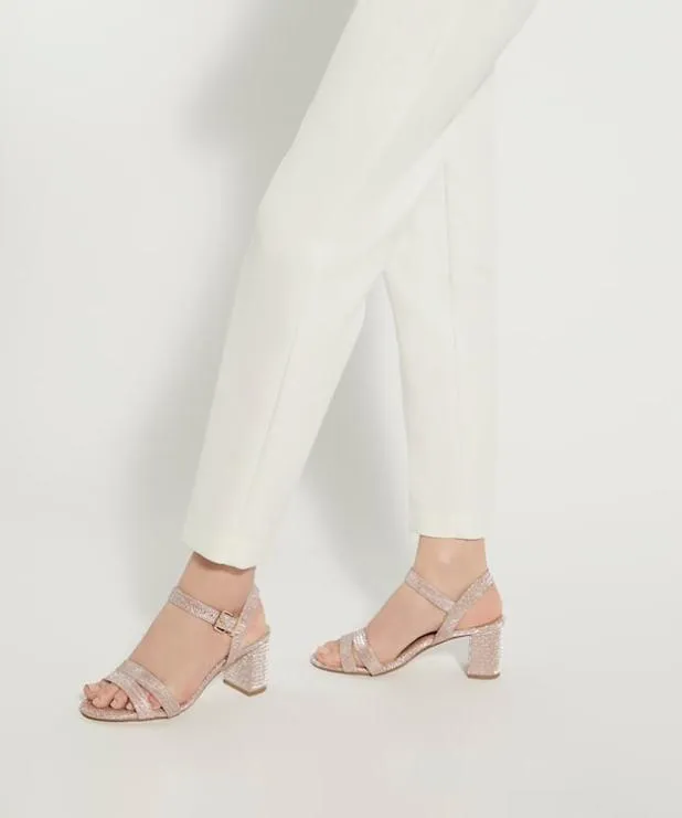 Dune London Heeled Sandals Women WideFit MidBlockHeel Sandals Metallic