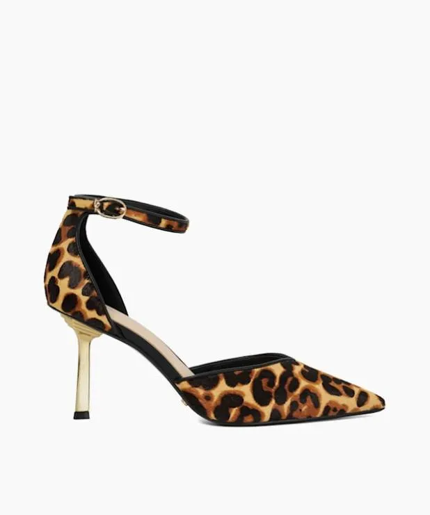 Dune London Heels Women Ankle Strap Emerald Heel Court Shoes Animal Leather