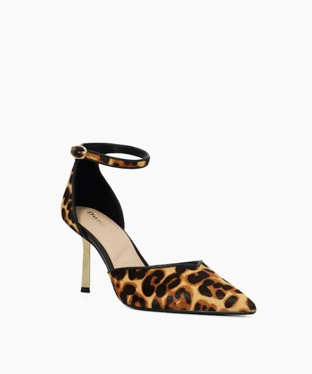 Dune London Heels Women Ankle Strap Emerald Heel Court Shoes Animal Leather