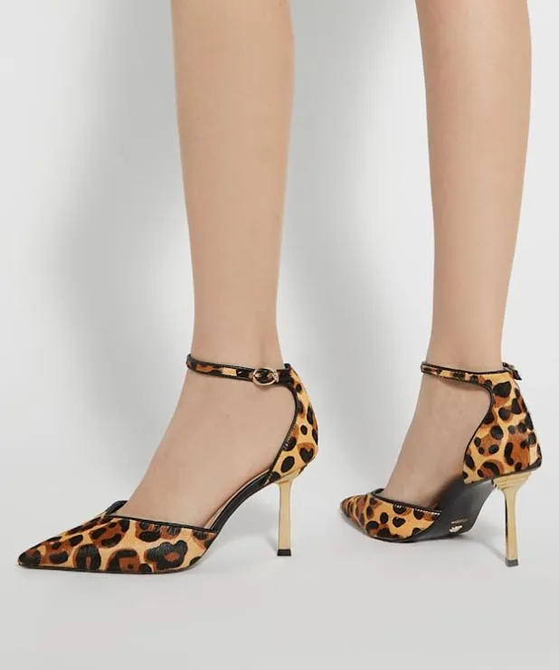 Dune London Heels Women Ankle Strap Emerald Heel Court Shoes Animal Leather