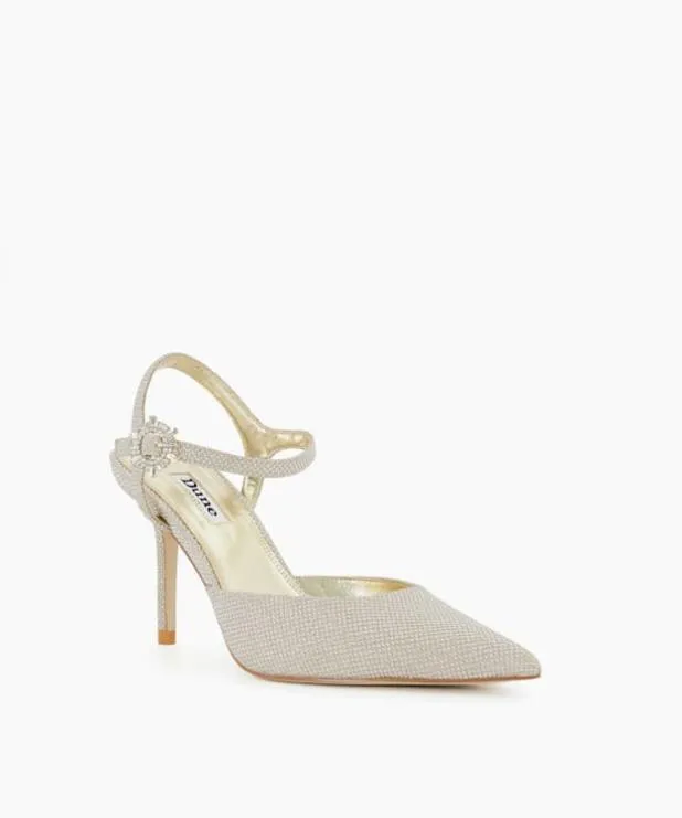 Dune London Heels Women Buckle Detail Metallic Heeled Courts Metallic Synthetic