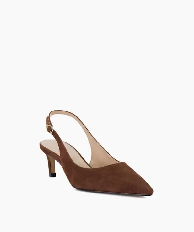 Dune London Heels Women Pointed Toe SlingBack Heels Brown