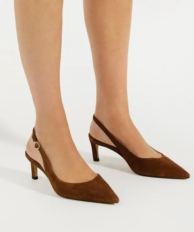 Dune London Heels Women Pointed Toe SlingBack Heels Brown