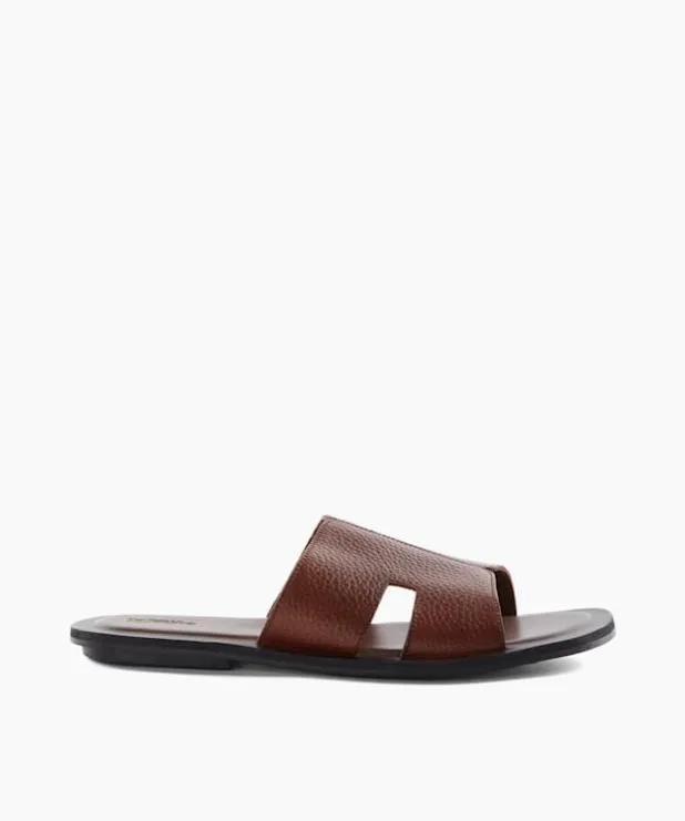 Dune London Leather Sandals Men Flat Leather Sandals Brown