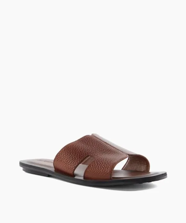 Dune London Leather Sandals Men Flat Leather Sandals Brown