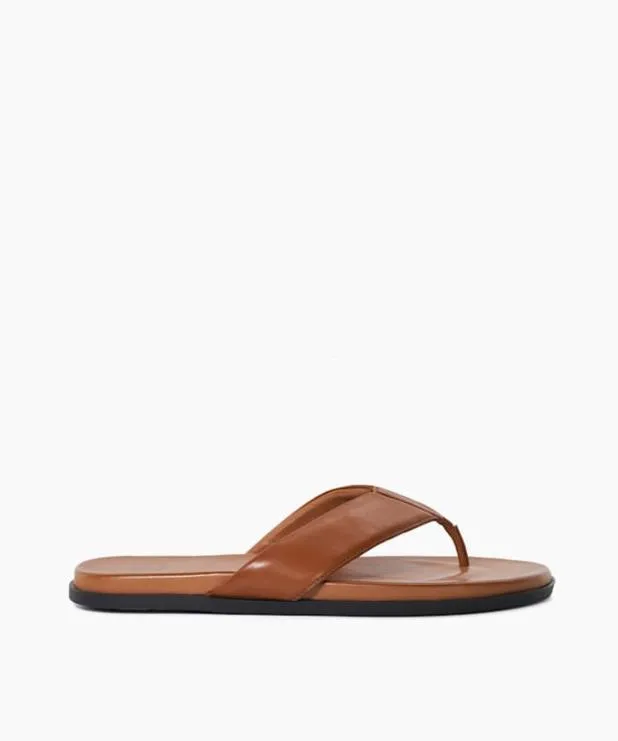 Dune London Leather Sandals Men Leather ToePost Sandals Brown