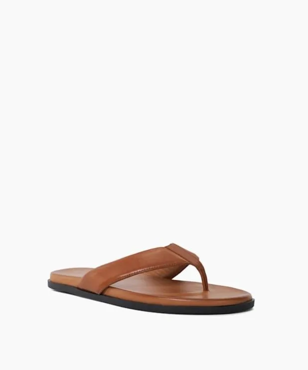 Dune London Leather Sandals Men Leather ToePost Sandals Brown
