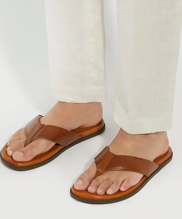 Dune London Leather Sandals Men Leather ToePost Sandals Brown