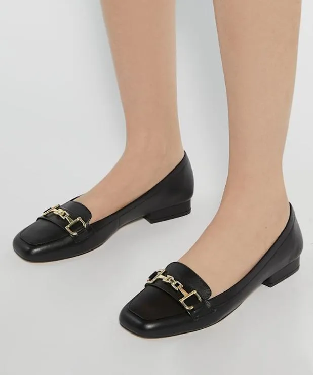 Dune London Loafers Women Branded Snaffle Trim Square Toe Loafer Black