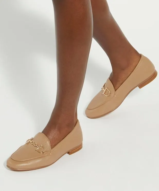 Dune London Loafers Women Caramel Leather Snaffle Trim Shoes Brown