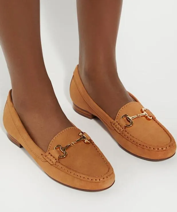 Dune London Loafers Women Suede Snaffle Trim Loafers Brown