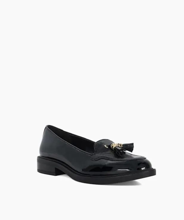 Dune London Loafers Women Wide Fit Patent Tassel Loafers Black