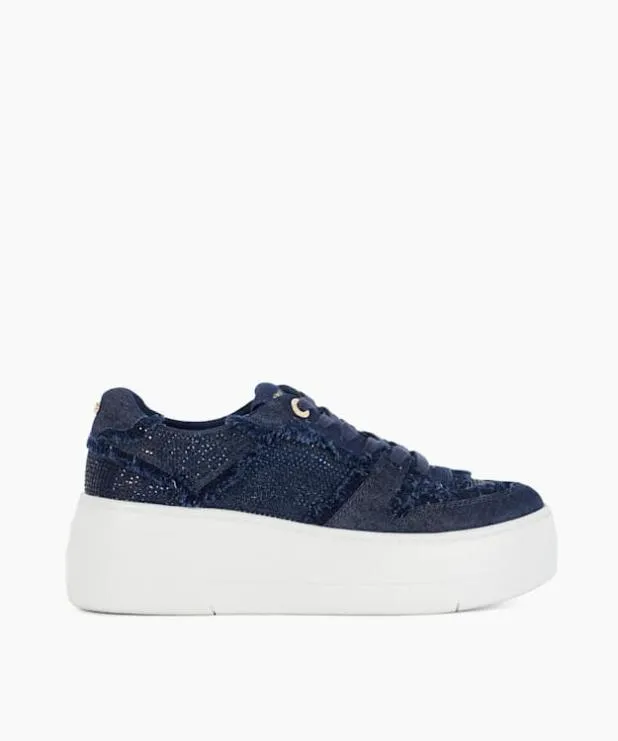 Dune London Trainers Women Lace Up Chunky Flatform Trainers Blue