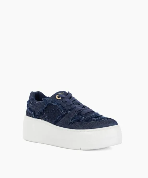 Dune London Trainers Women Lace Up Chunky Flatform Trainers Blue