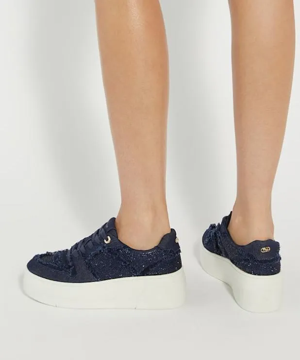 Dune London Trainers Women Lace Up Chunky Flatform Trainers Blue