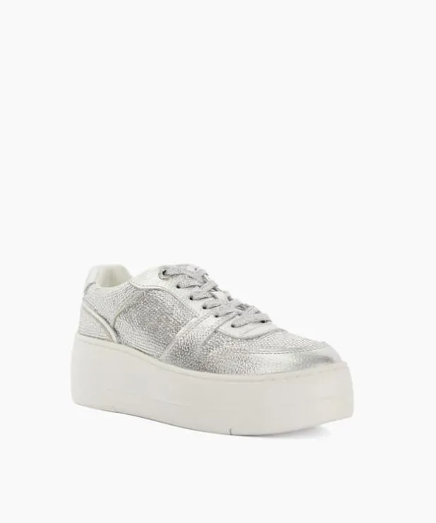 Dune London Trainers Women Lace Up Chunky Flatform Trainers Metallic