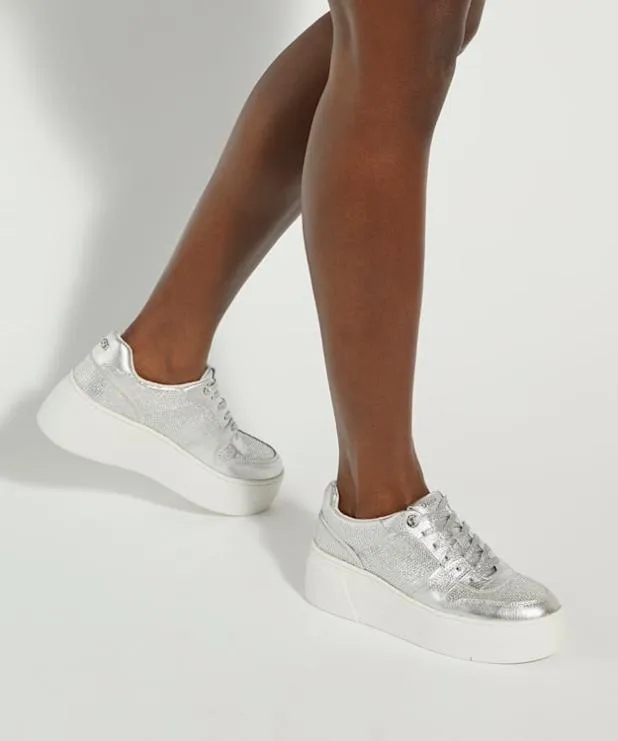 Dune London Trainers Women Lace Up Chunky Flatform Trainers Metallic