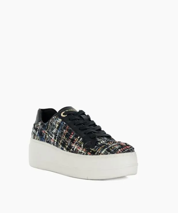 Dune London Trainers Women Lace Up Flatform Trainers Black Fabric