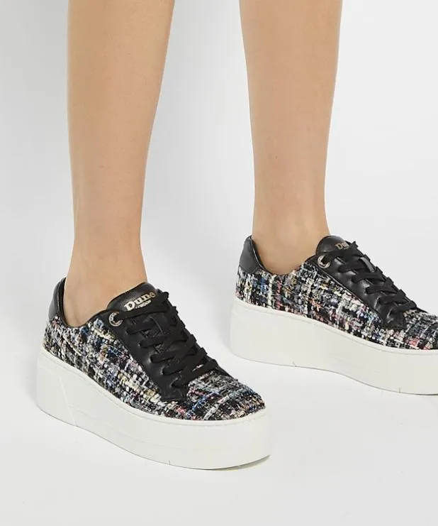 Dune London Trainers Women Lace Up Flatform Trainers Black Fabric