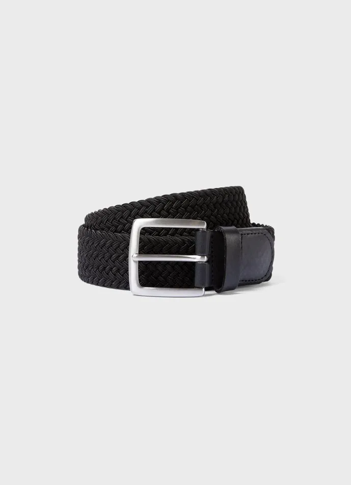 Elasticated Braided Belt Black Men SUNSPEL Belts