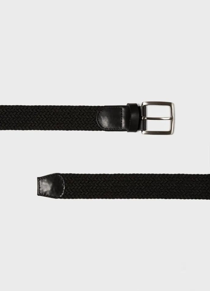 Elasticated Braided Belt Black Men SUNSPEL Belts