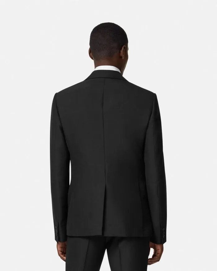 Embellished MohairBlend Blazer Black Men Versace Blazers and Suits