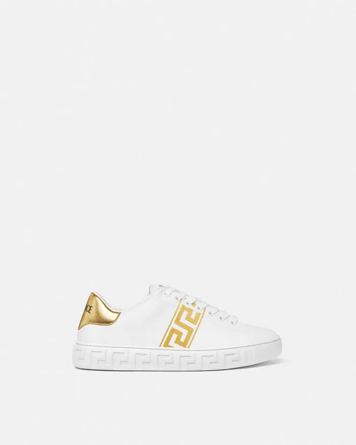 Embroidered Greca Sneakers Whiteprint Women Versace Sneakers