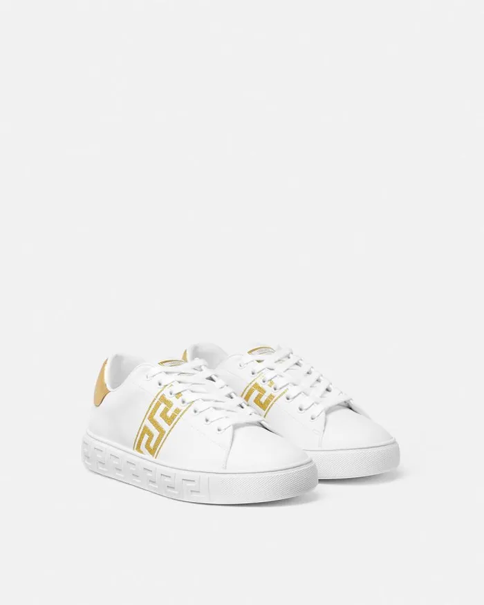 Embroidered Greca Sneakers Whiteprint Women Versace Sneakers
