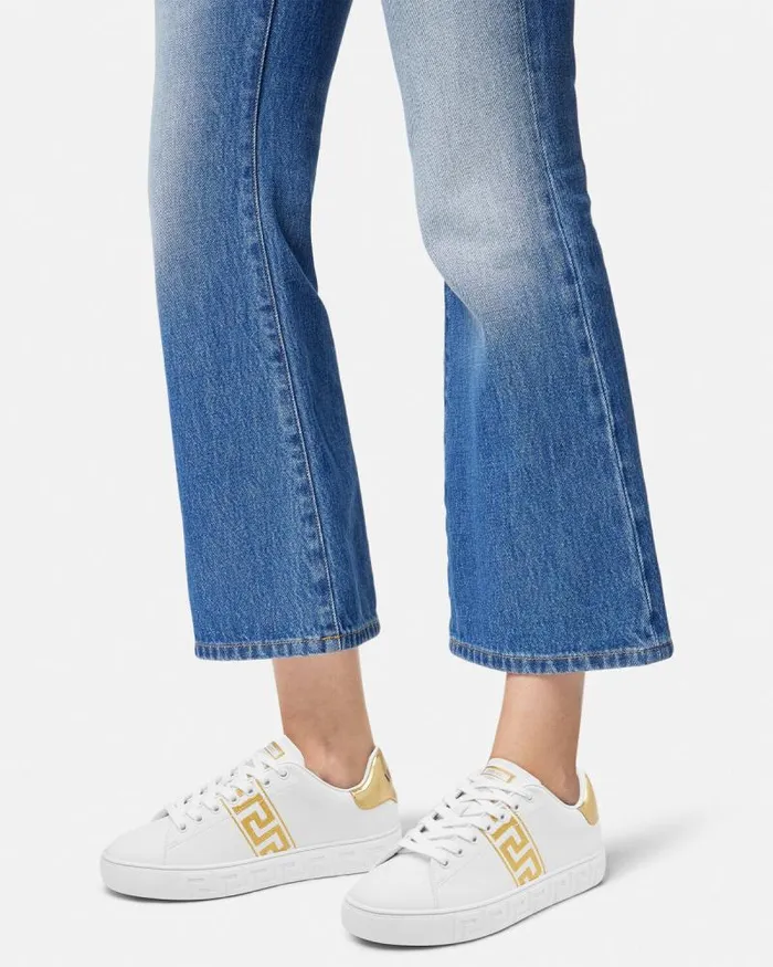 Embroidered Greca Sneakers Whiteprint Women Versace Sneakers