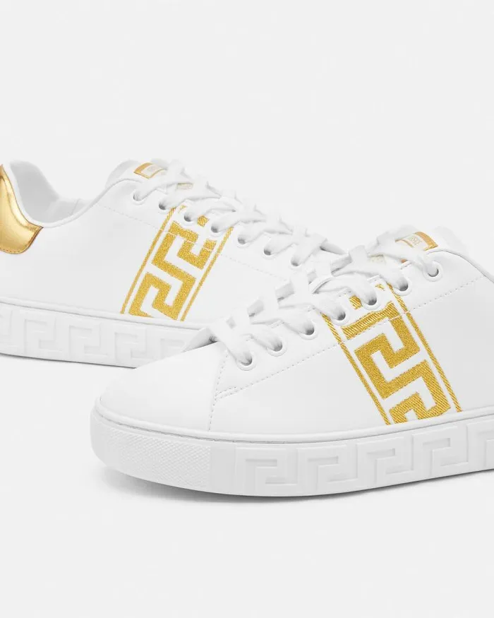 Embroidered Greca Sneakers Whiteprint Women Versace Sneakers