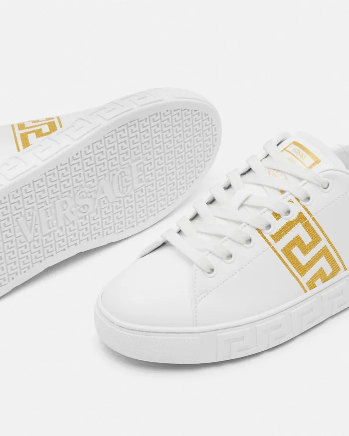 Embroidered Greca Sneakers Whiteprint Women Versace Sneakers