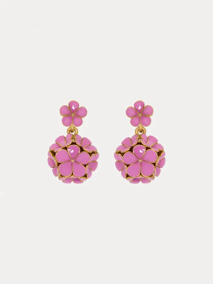 Enamel Flower Drop ClipOn Earrings Rose Women Oscar De La Renta Earrings