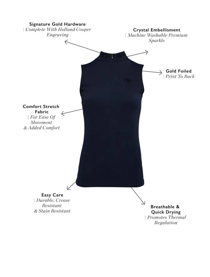 Equestrian Base Layers Holland Cooper Crystal Sleeveless Base Layer Ink Navy Equestrian Base Layers Holland Cooper Crystal Sleeveless Base Layer Ink Navy