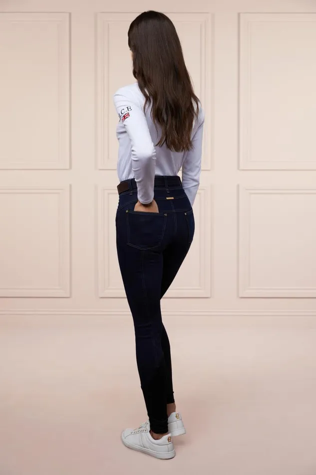 Equestrian Breeches Holland Cooper Denim Thermal Full Grip Breeches Deep Indigo Equestrian Breeches Holland Cooper Denim Thermal Full Grip Breeches Deep Indigo