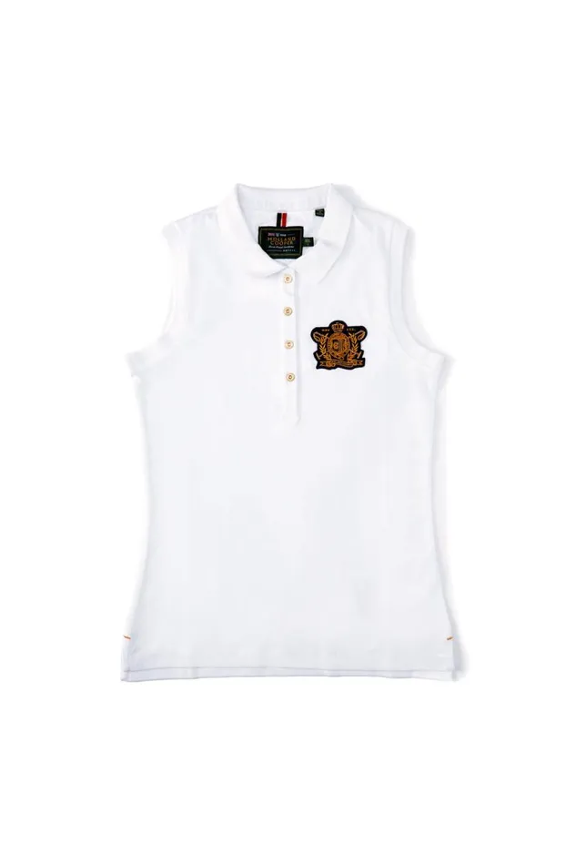 EquestrianWomen Polo Shirts and Tees Holland Cooper Sleeveless Polo Shirt White