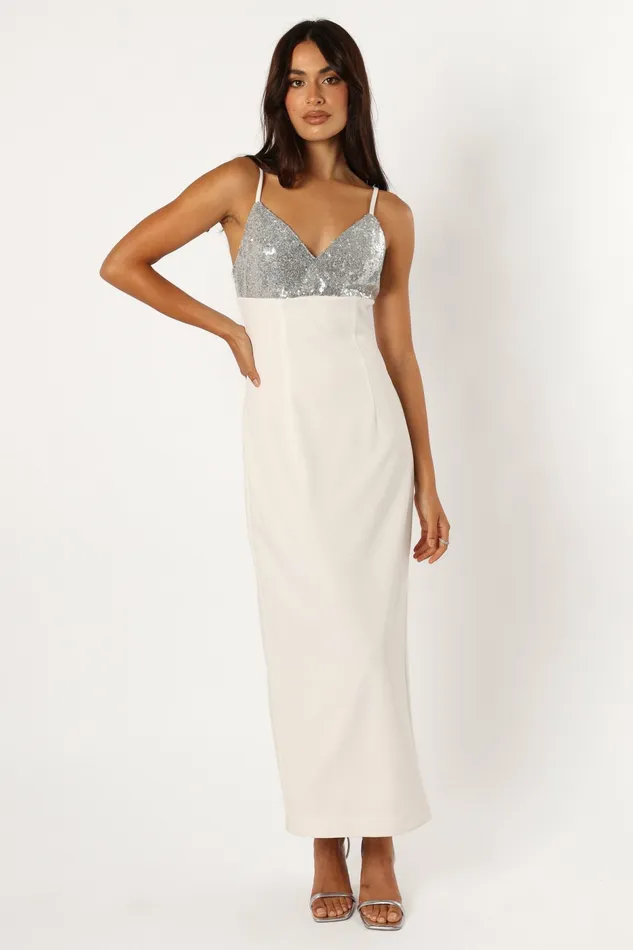 Event Dresses Kylie Slip Dress White Silver 8211 Petal and Pup Women