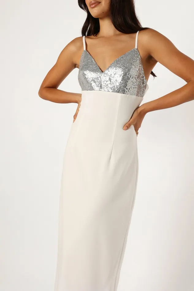 Event Dresses Kylie Slip Dress White Silver 8211 Petal and Pup Women