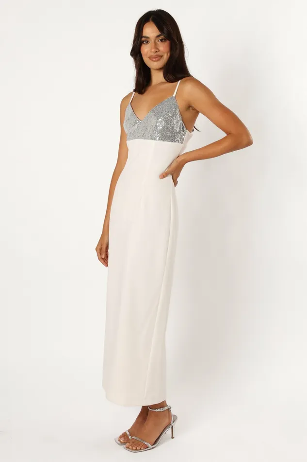 Event Dresses Kylie Slip Dress White Silver 8211 Petal and Pup Women