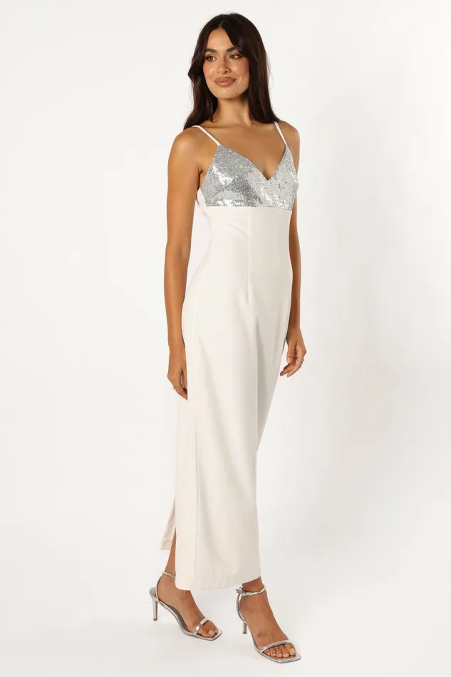 Event Dresses Kylie Slip Dress White Silver 8211 Petal and Pup Women